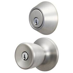 Hampton Products International 711181745146 Hyper Tough Keyed Entry Tulip Style Doorknob And Deadbolt Combo Pack Stainless