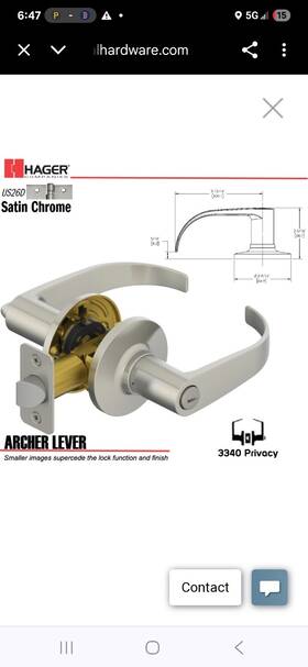 3340 Hanger Privacy Door Handle