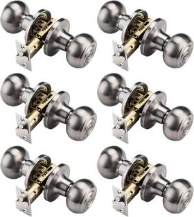 Hardware 313039537578 Door Knobs Interior 6 Pack Knob With Lock For Bath And Bedroom Brushed Nicke