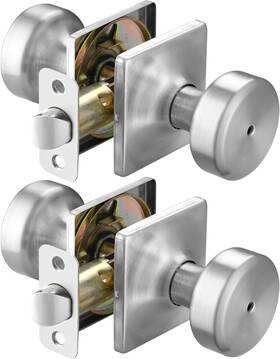 Hardware 313055292260 2 Pack Brushed Nickel Door Knobs With Square Rosette Pismo Knob Lock P