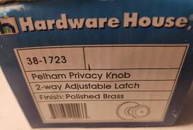 38-1723 Hardware House Pelham Privacy Knob 2-way Adjustable Latch Polished Brass