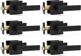 Hasmikit 313094792783 6 Pack Matte Black Door Handle Keyless Interior Knobs Square Privacy Do
