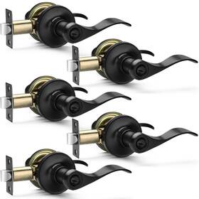 Youailian-0044us Hasmikit 5 Pack Matte Black Door Handles Privacy Levers Heavy Duty Bed And Bath