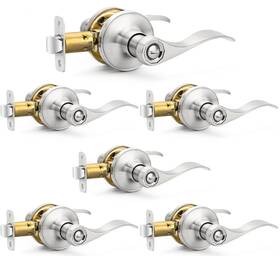 Youailian-0047us Hasmikit 6 Pack Brushed Nickel Door Handles Privacy Levers Heavy Duty Bed And Ba