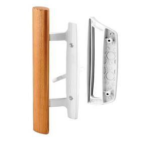 Hausun 614134022144 Mortise Style Reversible Sliding Patio Door Handle Set With Oak Wood Interior