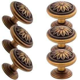Headsitg 727238527733 6 Pack-retro Brass Kitchen Cabinet Knobs Vintage Antique Dresser Drawer Knob