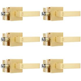 Heittis 767311443932 6 Pack Privacy Heavy Door Handle Lever With Stain Brass Finish Modern Design