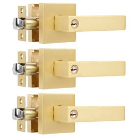 Heittis B0932xgsz6 3 Pack Square Gold Door Handle Key Heavy Knobs Interiorkeyed Alike