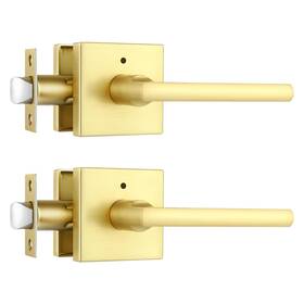 Heibk-2p Heittis 2 Pack Heavy Duty Gold Door Knob Square Satin Brass Privacy Levers Inte
