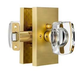 Hiemey 653858023181 Glass Door Knobs Interior With Lock Crystal Gold Privacy Knob