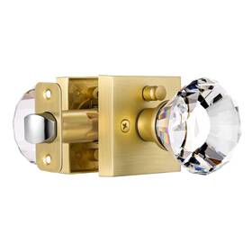 Hiemey 653858023303 Square Glass Crystal Interior Bedroom Bathroom Privacy Gold Door Knobs Lock Sati
