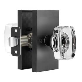Hiemey 658359052487 Crystal Glass Passage Door Knobs Interior Modern Matte Black Heav