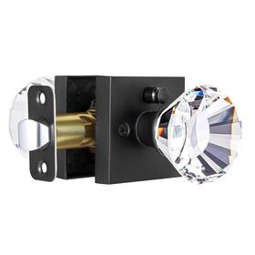 Hiemey 658359054009 Modern Glass Crystal Door Knobs With Lock - Matte Black Diamond Privacy Design Hiemey 658359054009 Modern Glass Crystal Door Knobs With Lock - Matte Black Diamond Privacy Design