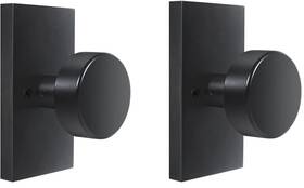 Hiemey 658359054993 2 Pcs Dummy Door Knobs Matte Black Rectangle Interior Bifold Closet Handle