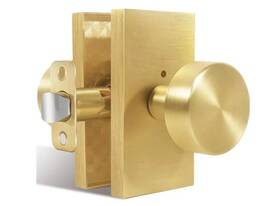 B0cb2d7m39 Hiemey Privacy Gold Door Knob Interior Satin Brass Knobs With Lock - New