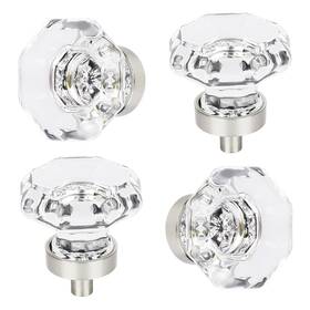 Ls-014-4 Hiemey Crystal Drawer Pulls And Knobs 4 Pcs Brushed Nickel Glass For Cabinets