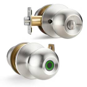 Hiencetec 640486390457 Fingerprint Door Knob Biometric Lock With Auto Passage Mode Rech