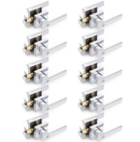 High Performance Heavy Duty 710157546978 10 Pack Chrome Door Handle Privacy Lever With Keyless Lock Interior Bathroom Bed