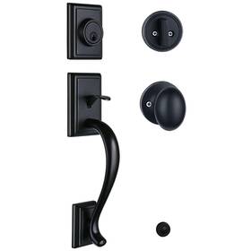 Hisafe 131637256158 Matte Black Front Door Handle Set For Entry/back Exterior Lockset