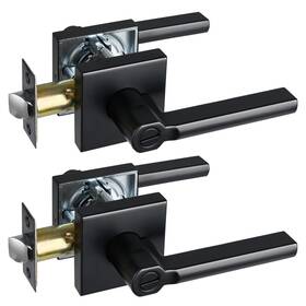 B0bxnyqt2b Hisafe Matte Black Privacy Door Lever Handle Lock For Bathroom Bedroom Keyless