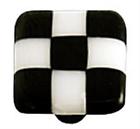 Hk7005-ka Hot Knobs Black White Squares Glass Cabinet Knob Aluminum Post