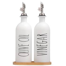 B0dy4s69kf Homcdaly 16oz Olive Oil Dispenser Bottles White Vinegar Set Bamboo Tray