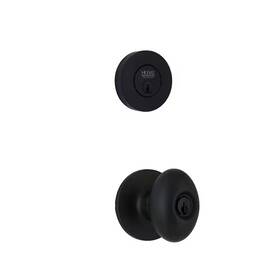 Home Decorators Collection 313034639642 Beale Matte Black Single Cylinder Door Knob Combo Pack Featuring Dual Keyway