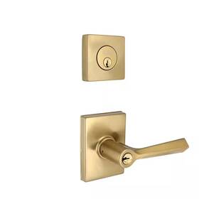 Home Decorators Collection 313045485405 Wilshire Brushed Gold Single Cylinder Door Lever Combo Pack Featuring Dual Keywa