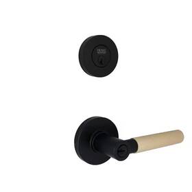 Home Decorators Collection 445054129124 Downing Matte Black/brushed Gold Single Cylinder Door Lever Combo Pack Featuring