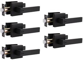 Hl-dl01-5piece-bkbk Home Improvement Direct 715624233559 5 Pack Matte Black Door Handles Privacy Lever With Lock Keyless Interior