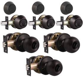 Home Improvement Direct 715668038943 3 Pack Exterior Deadbolt And Door Knob Set Oil Rubbed Bronze Entry Lock