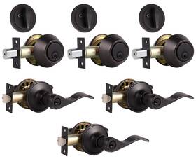 Home Improvement Direct 715668046481 3 Pack Front Door Lockset With Single Cylinder Deadbo