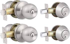 Home Improvement Direct 715668047402 2 Pack Keyed Alike Entry Door Knobs And Single Cylind