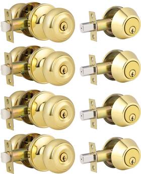 Home Improvement Direct 715668510524 4 Pack Keyed Alike Entry Door Knob And Single Cylinder Deadbolt Lock Combo Se
