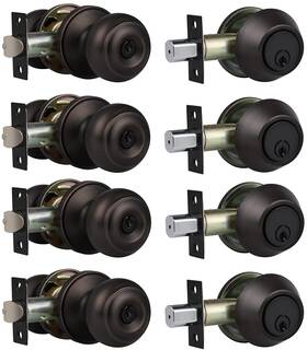 Home Improvement Direct 715668513617 4 Pack Entry Door Knob And Deadbolt Set Keyed Alike Oil Rubbed Bronze Exterior