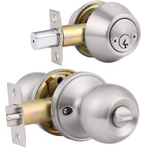 Hl-607et-102sn-6p-combo Home Improvement Direct 6 Pack Keyed Alike Entry Door Knobs/keyed Lock Double Cylinder De