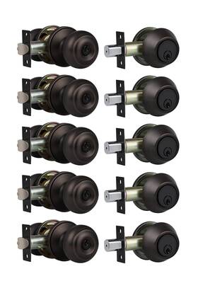 Hl-609et-101orb-5p-combo Home Improvement Direct 5 Pack Entry Door Knob And Deadbolt Set Keyed Alike Oil Rubbed Bronze Exteri
