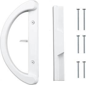 Home Master Hardware 313035718742 Patio Sliding Glass Door Handle Set Non-keyed Replacement White Diecast Slider