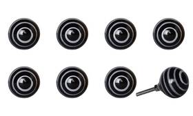 Homeroots.co 608219051860 Set Of Eight Black And Gray Ceramic Metal Drawer Pull Knobs