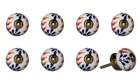 Homeroots.co 608219091163 Set Of Eight Blue And White Ceramic Metal Drawer Pull Knobs