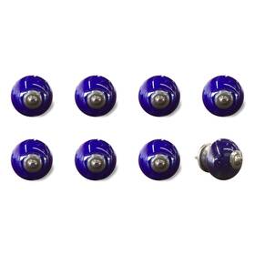 Homeroots.co 608219191160 Set Of Eight Purple And Gray Ceramic Metal Drawer Pull Knobs