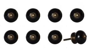 Homeroots.co 608219299620 Set Of Eight Brown And Black Ceramic Metal Drawer Pull Knobs