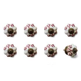 Homeroots.co 608219321178 Set Of Eight Brown And White Ceramic Metal Drawer Pull Knobs