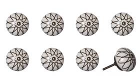 Homeroots.co 608219344092 Set Of Eight Brown Ceramic And Metal Drawer Pull Knobs