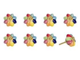 Homeroots.co 608219363048 Set Of Eight Blue And Green Ceramic Metal Drawer Pull Knobs