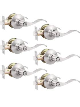 Honeywell 744110211337 Brushed Satin Nickel Keyless Wave Door Lock With 3 Matching Hinges And Screws