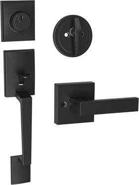 Am24us09 Hosom 00bbc058 Front Door Lock Set Black Handle With Deadbolt And Lever Ex