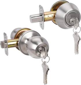 Hosom 313018141116 Entry Door Knob And Single Cylinder Deadbolt Lock Set Exterior