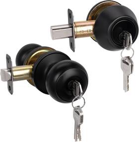 Hosom 445039158163 Entry Door Knob And Single Cylinder Deadbolt Set With Lock