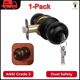 Hosom 608631546708 Entry Door Knob And Single Cylinder Deadbolt Set With Lock Key Keyed Alike